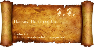 Hanus Henrietta névjegykártya
